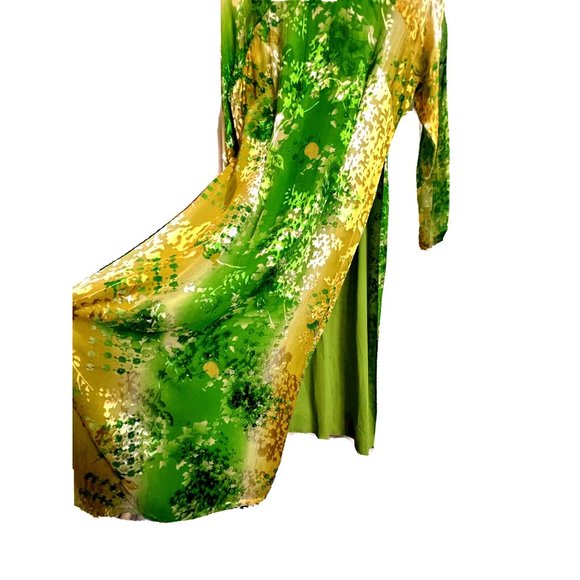 Asian Chinese Sequined Sheer Floral Long Maxi Cocktail Dress Size S - Picture 6 of 16